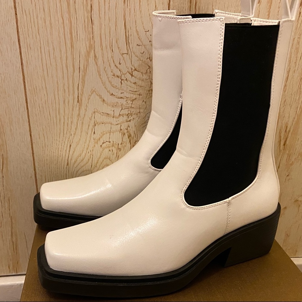 Chelsea style white boots